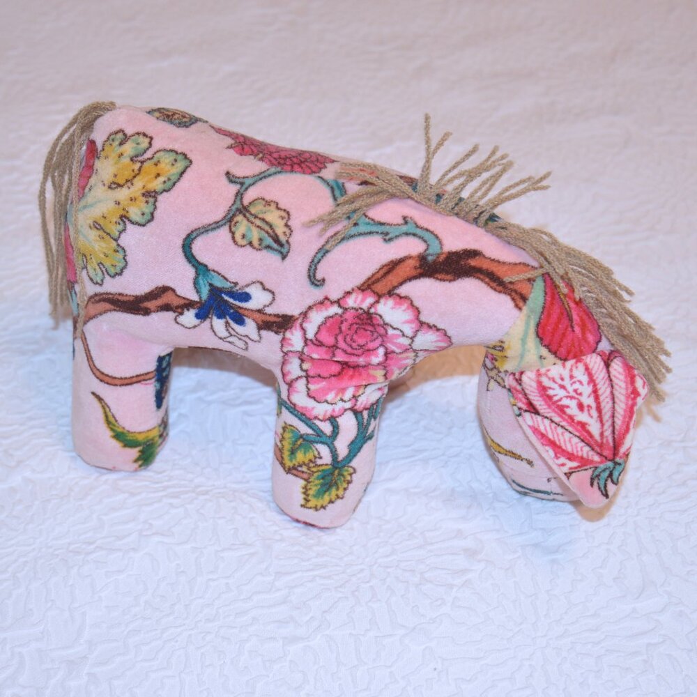 Velvet Pink Floral Donkey Plush